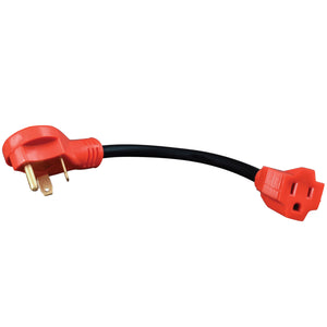 Valterra A10-5030F Mighty Cord 12" Adapter Cord w/Handle - 50AM to 30AF, Red