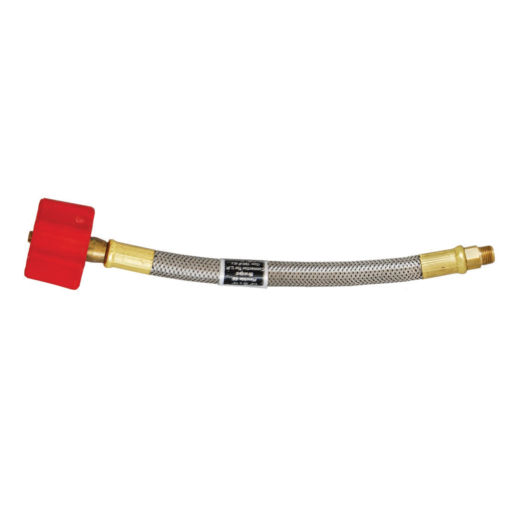 Marshall Excelsior MER425HSS-15 Stainless Steel Braided Pigtail with Red Nut Type 1 Connector - High Flow 15", Bulk