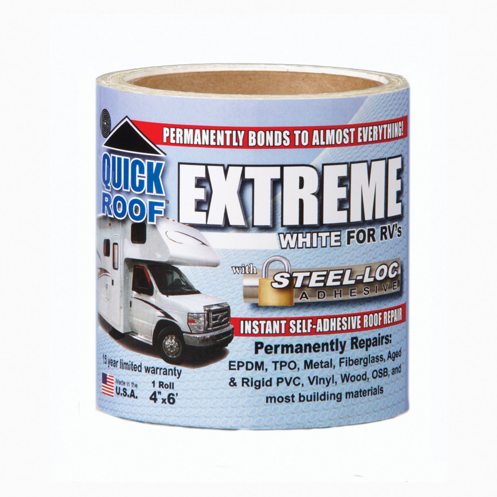 Cofair Products UBE675 Quick Roof Extreme With Steel-Loc Adhesive - 6" x 75', White