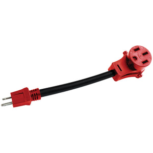 Valterra A10-5030F Mighty Cord 12" Adapter Cord w/Handle - 50AM to 30AF, Red