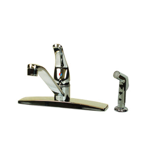 American Brass SL801F-4 RV Faucet With D-Spout, Single Lever Handle And Sprayer 8" 4-Hole - Chrome